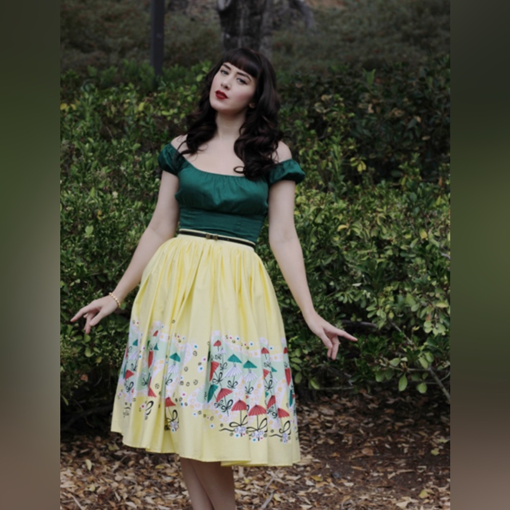 Pinup Couture Mary Blair yellow umbrella Jenny Skirt